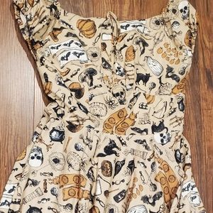 NWT - Unique Vintage / Magnolia Place Retro Cream Print Rose Swing Dress - S